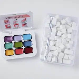 DIY Nail Art Set Monet's Garden 9-Color Solid Patting Gel Nail Buffer Sponge Mini Clips Salon-Quality for Women Manicure Cuticles Polish Cosmetic Smooth Matte Acrylic Beginner Kit Blue Black