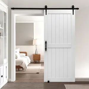 VEVOR Sliding Barn Door, 36 x 84 inch, High-Strength MDF Panel, Barn Door with Hardware Kit, Water-Proof PVC Surface, Easy to Install, H-Frame, Smoothly and Quietly Sliding for Living Room, Bathroom