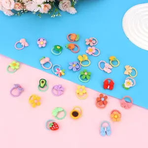 80Pcs Cute Hair Accessories for Girls Gift Set - Random Mix of Flowers & Bows & Fruit Cartoon Hair Ties - Adorable Elastic Ponytail Holders for School, Parties, and Daily Wear
