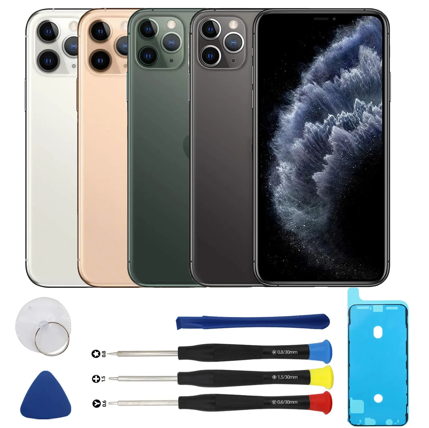 Back Glass Replacement Kit with Tools for iPhone 11 Pro Series,Rear Back Cover Glass Panel with Waterproof Adhesive Tap