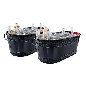Colt Drink Buckets Hammered Black - Set of 2 | BREKX Steel Containers