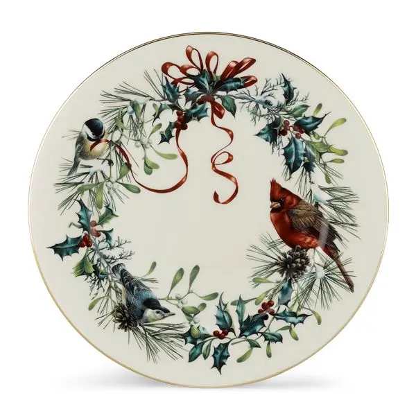 Lenox 835219 Winter Greet Plaid Dinner Plates - Festive Art, Holiday Theme, 10.8 D., Set of 6