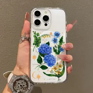 Trendy Magnetic Case for iPhone11/12/13/14/15/16/17/promax, Blue Hydrangea Chicory Bouquet Ultra Slim, MagSafe Support, Shockproof | Playful & Fun Style