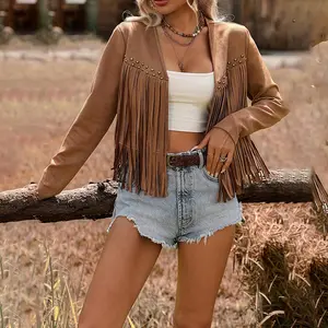 Women Western Cowgirl Fringe Jacket, Faux Suede Leather Jacket Tassel Crop Top Country Concert Outfits For Women # Fyp. # viral # foryou # tiktokmademebuyit. # makeup # foodtok # homegoods # trendingvideo. # obsessed. # economy