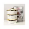 3pcs Golden Touch Insulated Stainless Steel Food Warmer Set - BPA-Free Plastic Lids, 2.1 Qt Kitchenware Thermal Casserole Dishes, Easy to Clean Elegant Design Hot & Cold Containers for Buffets & Office Use