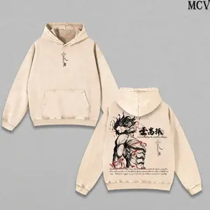 Eren Yeager Attack on Titan Hoodie & Tee Washed – Vintage Oversized Heavy Cotton Double Printed Front & Back Anime Manga Graphic Hoodie / T-Shirt, Retro Unisex Streetwear Top, The Rumbling Collector Edition, AOT Hoodie & Tee Washed XYJ