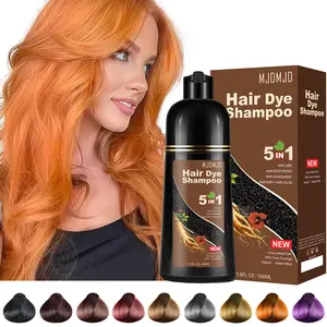 Orange Plant-Based Hair Color Shampoo for Women & Men - 5 in 1 for 100% Grey Coverage in 15 Minutes, Instant Natural Dye for All Hair Types, Para Canas