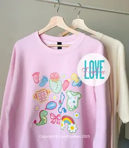 Snuggle Crew Patchwork Crewneck Sweatshirt T-Shirt Navy Blue Light Pink Sport Gray Cotton Polyester Machine Washable Gildan Heavy Blend Tops