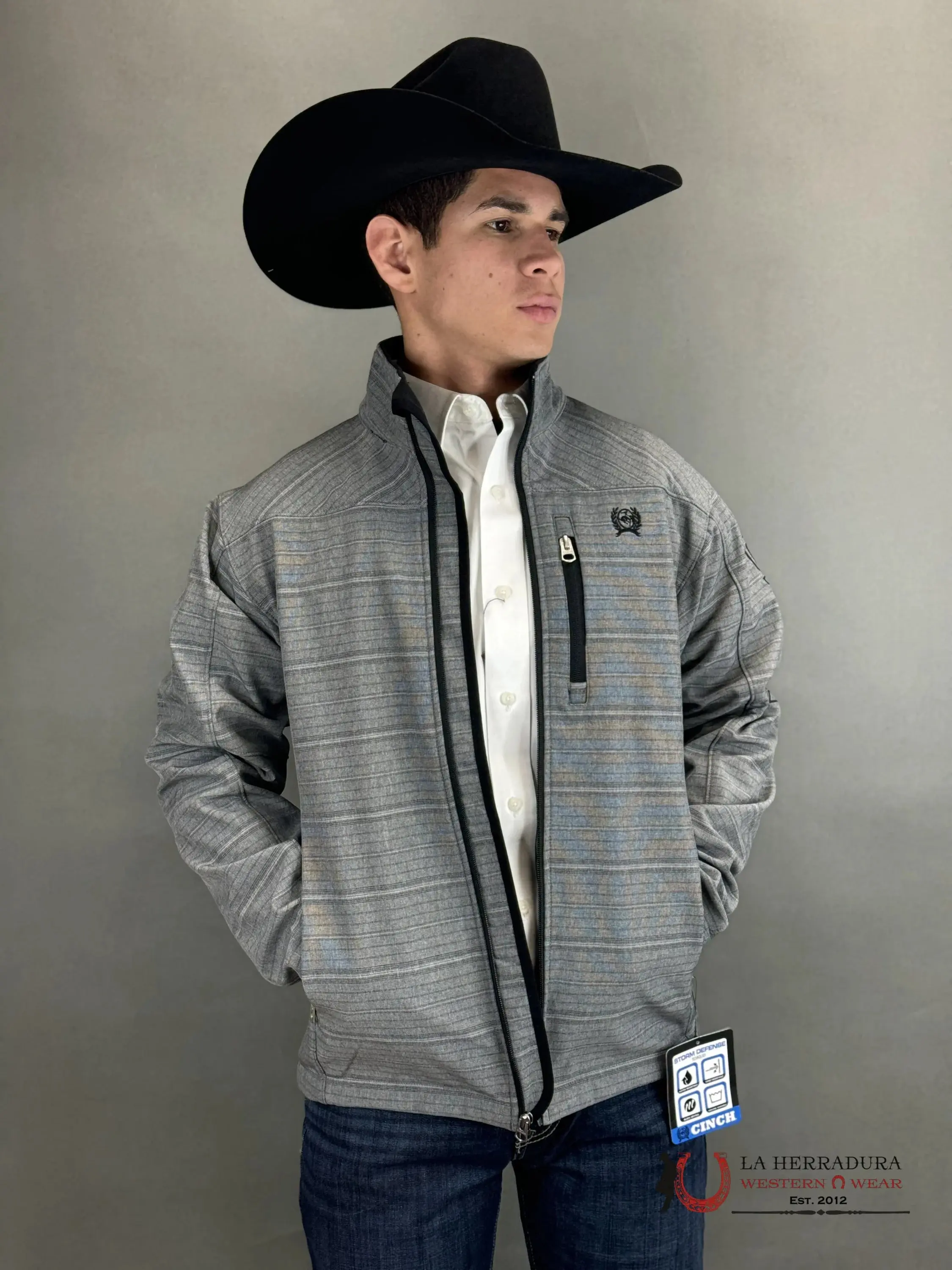 CINCH MENS SOUTHWESTERN BONDED JACKET GREY / BLACK MWJ1500004 CINCH MENS SOUTHWESTERN BONDED JACKET GREY / BLACK MWJ1500004