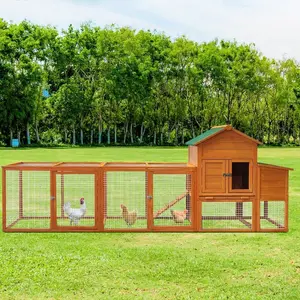 121”Large Outdoor Wooden Chicken Coop Hen House with Nest Box Wire