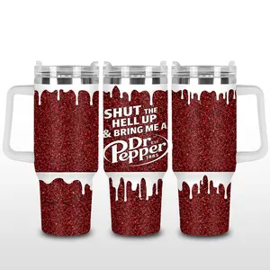 [Bar] Dr Pepper “Shut The Hell Up & Bring Me A Dr Pepper” 20oz & 40oz Stainless Steel Tumbler with Handle – Soda Lover Fan Insulated Mug, Classic Beverage Street Style Cup, Leakproof Travel Gift.