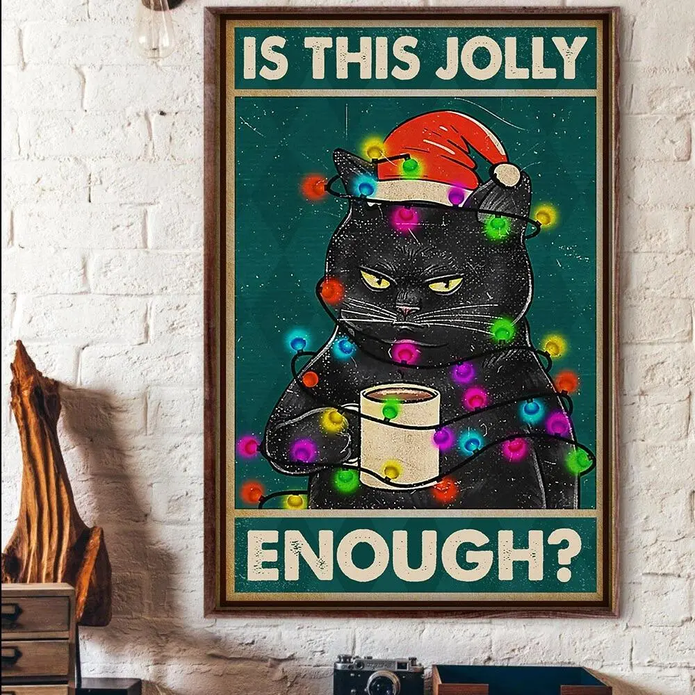 Cat With Christmas Light Is This Jolly Enough Poster