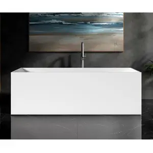 67” Rectangular freestanding solid surface soaking tub with overflow RX-S13-67