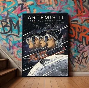 Artemis II NASA Poster 2026, Moon Mission Rocket Launch Print, Space Exploration Wall Art