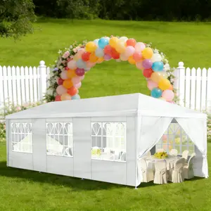 10' x 10'/20'/30' Outdoor Waterproof Gazebo Canopy Tent with Removable Sidewalls for Party Wedding Events Beach BBQ