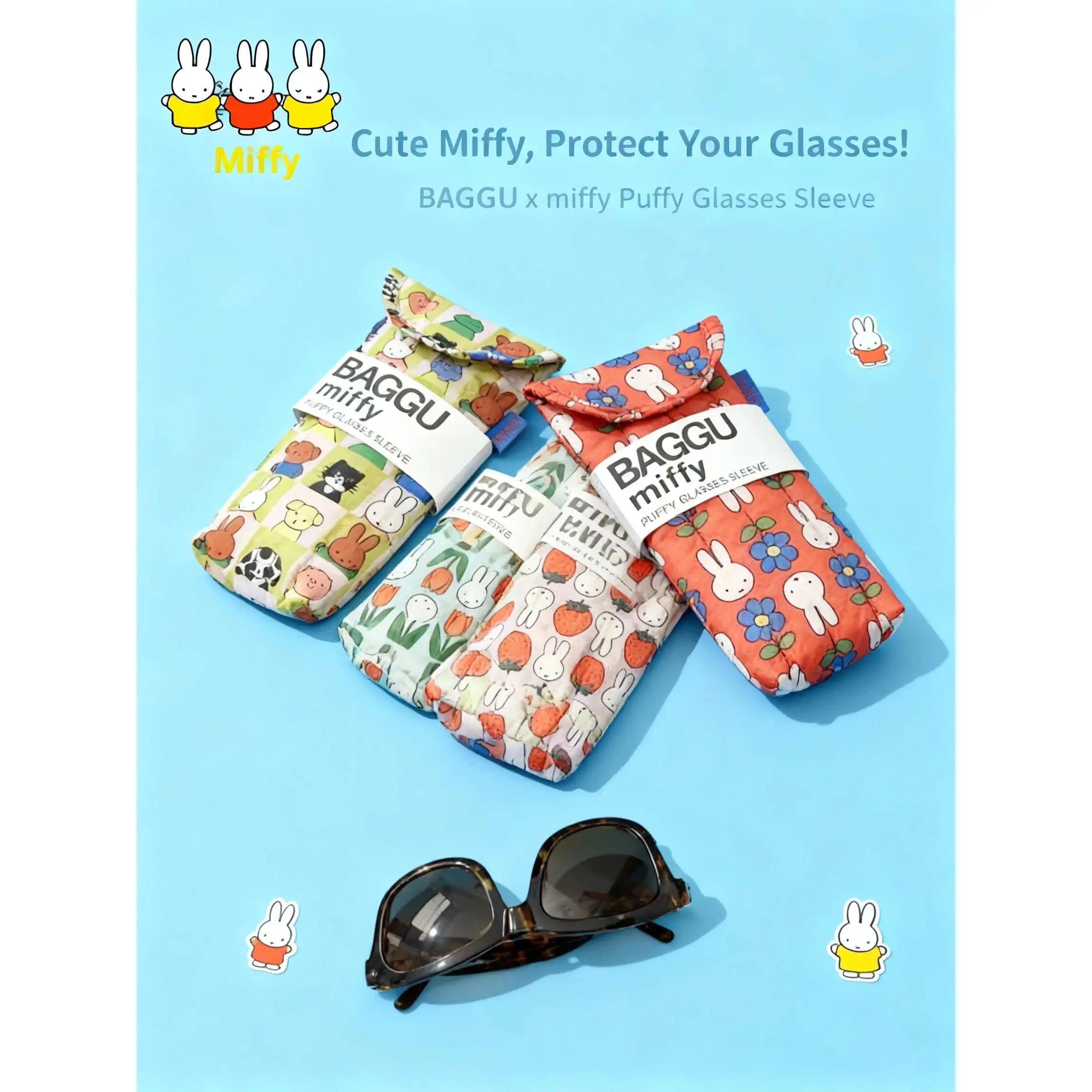 Cartoon Anime Kawaii Miffy Rabbit Cute Sunglasses Storage Bag Cotton Inner Liner Glasses Case Protective Eyewear Pouch