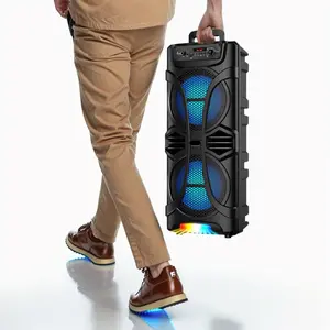 Dazone Portable Bluetooth  Speaker, Dual 8” Subwoofer, Multi-Color LED Lights, Built-in Rechargeable Battery, TWS/AUX/USB/TF Inputs