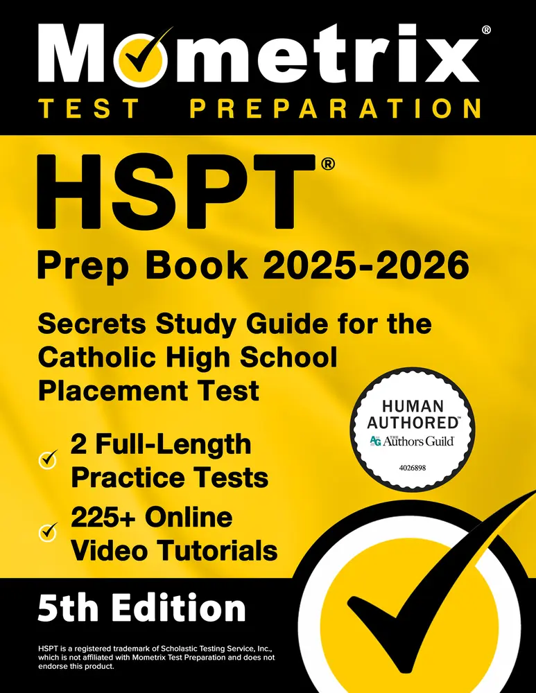 USED Book - HSPT Prep Book 2025-2026 - 2 Full-Length Practice Tests, 225+ Online Video Tutorials, Secrets Study Guide for the Catholic High School Placement Test: by Matthew Bowling (Paperback) - english