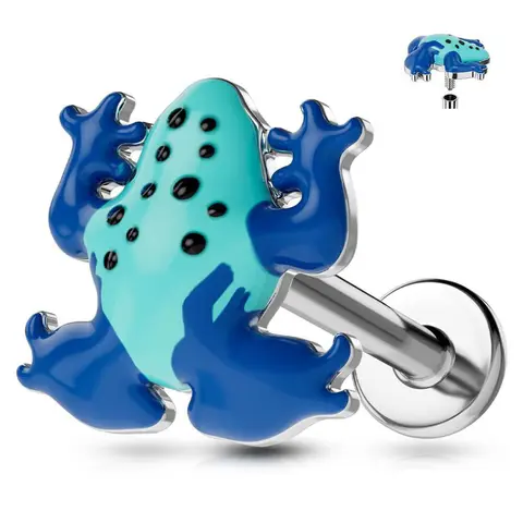 Oufer 16G Frog Internally Threaded Labret and Monroe Cartilage Stud