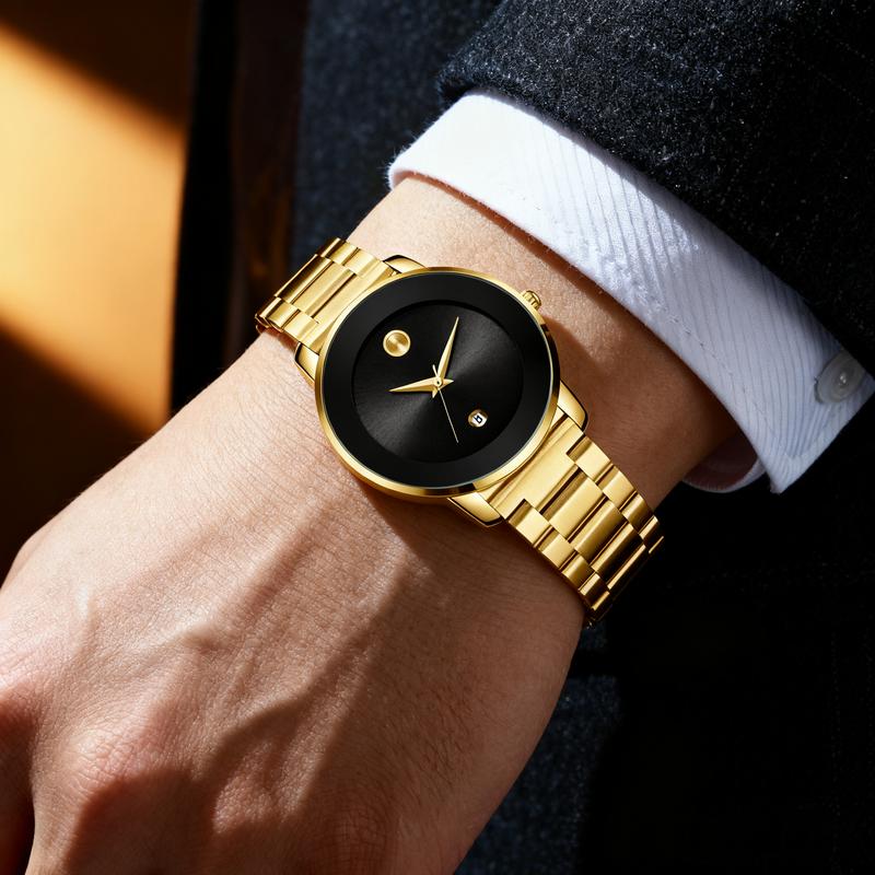 Luxury Business Quartz Watches For Ladies And Gentlemen Featuring Solid Stainless Steel Straps Calendar Function And Water Resistance With A Minimalist Design They Are Elegant And Durable Suitable For Daily Wear