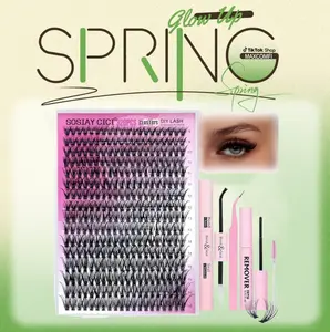 DlY Eyelash Extension Kit Summer Style 320 Pcs 40D Curl Clusters Individual False Eyelashes, Mixed 9-1ómm, with Lash Bond & Seal, Tweezers, Remover, Clear Glue, Eye Makeup Enhancement Products, DlY Lash Extensions at Home, New Year's Day Gift Cosmetic