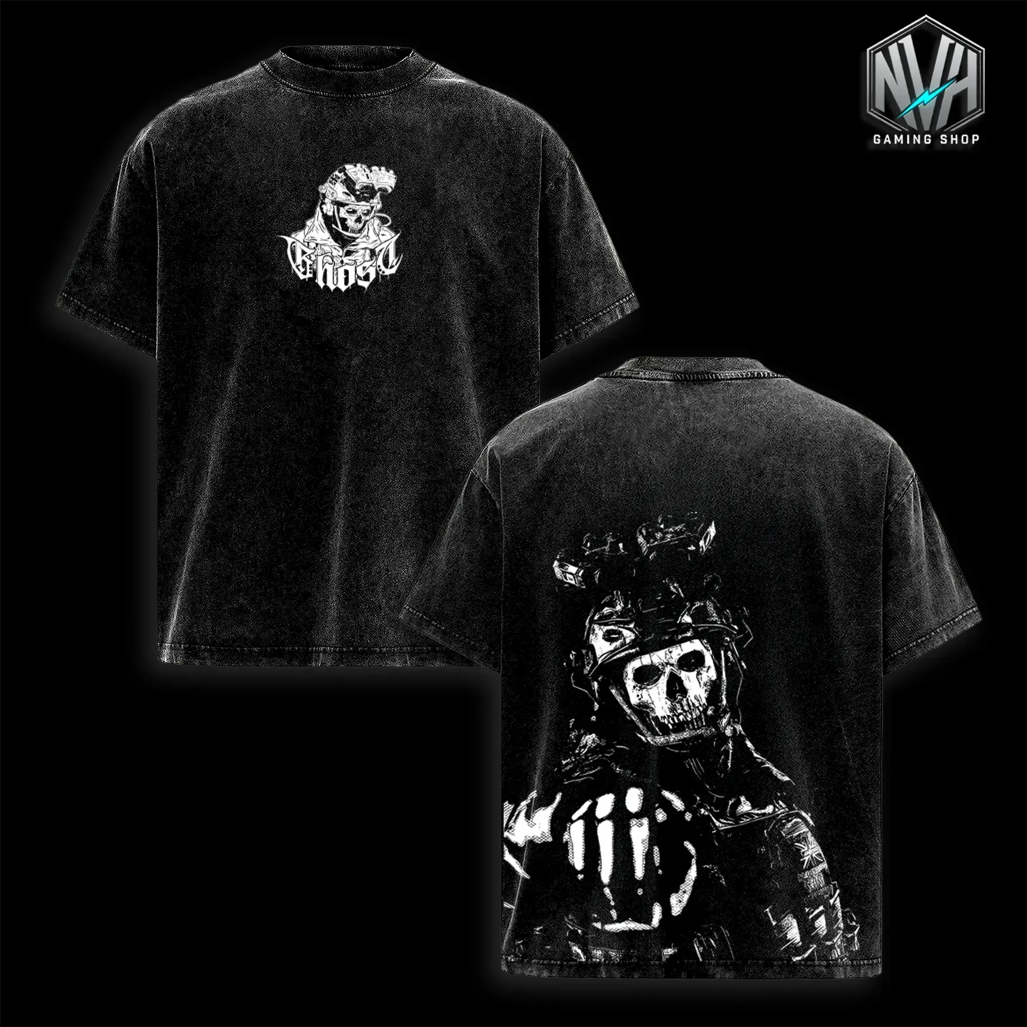 Superstyle Simon "Ghost" Riley Call of Duty: Modern Warfare II Edition Double Printed Oversize Lightweight Acid Washed Tee Game Series Graphic Design Top Cotton Streetwear Game Zone T-Shirt Clothes Menswear Womenswear Game Lover Oversized trendy t-shirts