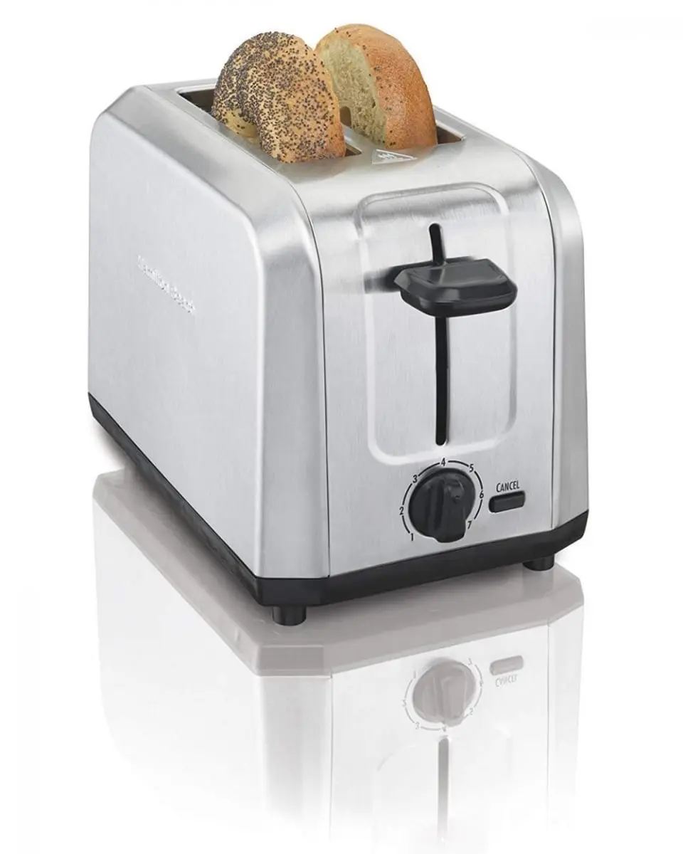 Hamilton Beach 2-Slice Classic Bagel Toaster - Brushed Stainless Steel, Slide-Out Tray, Shade Selector, Adjustable Browning Control, Cancel/Auto Shutoff, Cord Wrap