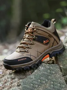 Men's Leather Hiking Shoes, Outdoor Trekking Sports Shoes, Anti-Slip Breathable Mountain Climbing Shoes, Men's All-Season Athletic Footwear