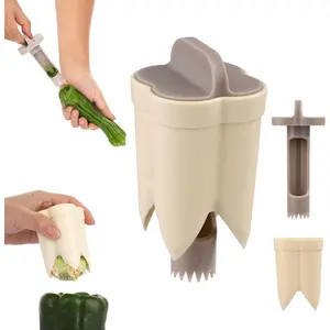 2pcs Pepper Deseeder, 2 in 1 Fruit & Pepper Corer, Set for Vegetables, Kitchen Gadget, Home & Camping (Off-White)