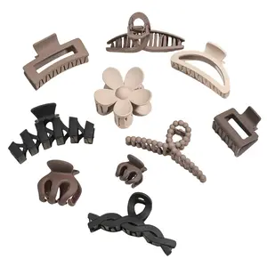 10 Pcs Hair Claw Clips for Women,Square Flower Claw Clips for Thick Hair,Non-Slip Hair Accessories with Multi-Styles, Neutral Colors Hair Claw Clips and Variety Pack, Ideal for Women Girls Gift