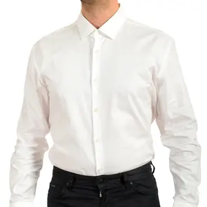 Hugo Boss Men's Slim Fit White Long Sleeve Dress Shirt US 18 IT 46