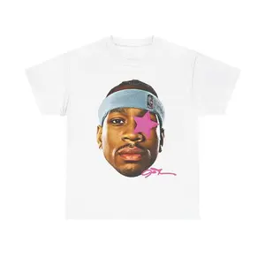 Allen Iverson Inspired Vintage Graphic T-shirt 90s Styled   Retro Top with Hip-Hop Vibes and Comfortable Fit Crewneck Shortsleeve