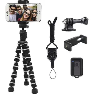 SQ-CPS007 Phone Tripod,  Octopus Tripod with Wireless Remote Phone Holder Mount Use as iPhone Tripod, Cell Phone Tripod, Camera Tripod, Travel Tripod,Tabletop Tripod for iPhone Gopro
