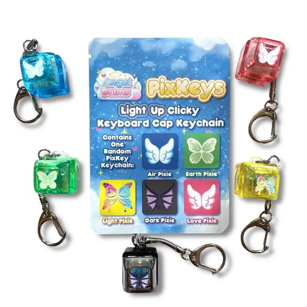 Pixie Keycap Clicky Keychain with RGB Rainbow LED Light BLINDBAG - Anime Magical Girl Kawaii Inspired Fairy Designs