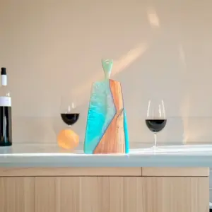 The Crafted Edge cutting board hand crafted with resin and live edge wood coastal colors wall art serving board charcuterie