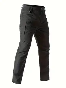 Single-piece men's outdoor tactical work trousers, featuring versatile utility pockets. Solid-coloured, breathable and hard-wearing, suitable for sports, outdoor activities, hiking, camping, workwear, tactical camping gear, and work trousers (without belt
