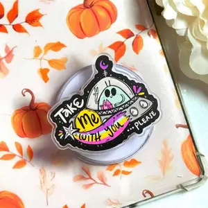 Cute UFO Space Phone Grip Alien Spaceship Socket for Kindle & Mobile, Aesthetic Y2K Galaxy Accessory, Unique Starry Night Gift, Trendy Phone Stand