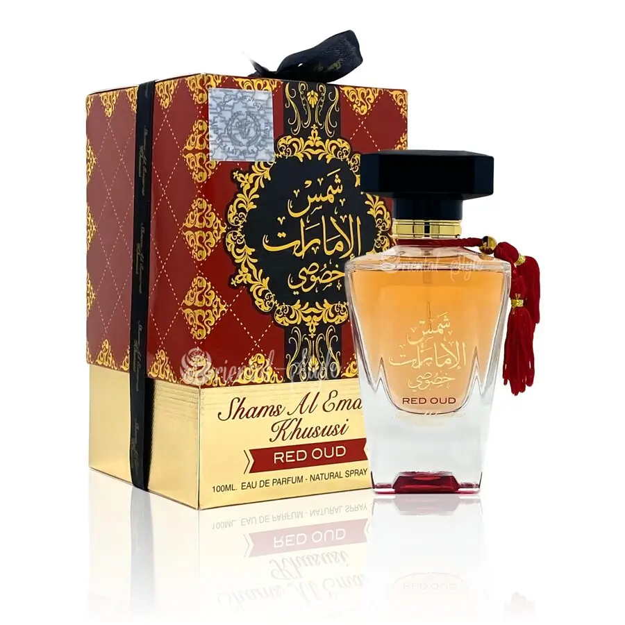 Ard Al Zaafaran Shams Al Emarat Khususi Red Oud Unisex EDP Fragrance Spray, 3.4 oz, Floral-Fruity-Woody Multi-Scent Flavored Lightspray EDP Fragrance with Mandarin Orange Notes & Agarwood Base