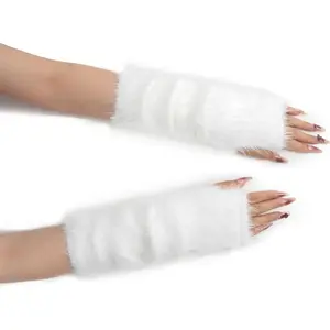 Arm Warmers Women Kawaii Japanese Harajuku Y2k Arm Warmer for Girls Velvet Fingerless Gloves Knitted Arm Sleeve