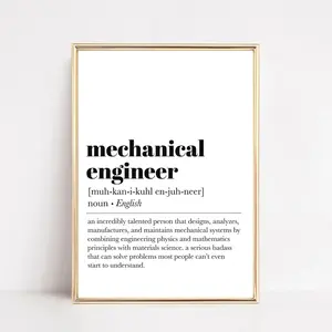 Mechanical Engineer Definition Print – Engineer Office Wall Art, Graduation Gift for Mechanical Engineers, Room Decor, Unframed | 5 size, 8x12 to 27x40 inch