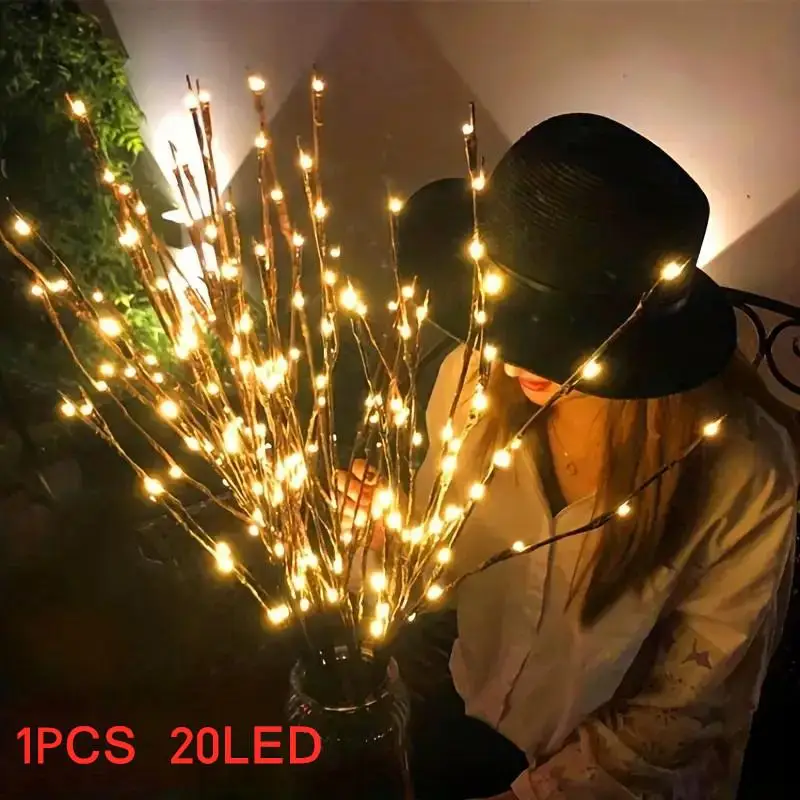 20 LED Tree Branch Design Light (1 Count), Battery Operated LED Fairy Light, Creative Ambient Light For Home Living Room Bedroom Party Wedding Day Dec