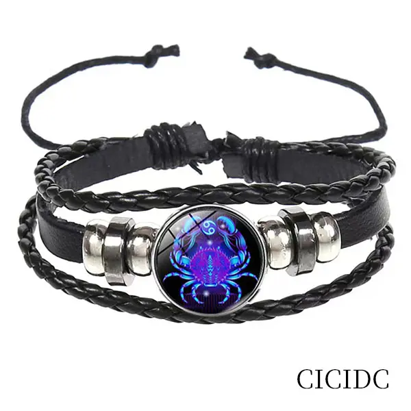 Zodiac Signs Spirit Bracelet Zodiac Bracelet for Women  Adjustable 12 Constellation Bracelet  Black Leather Bracelets Zodiac Sign Wrap Bracelet for Women  Birthday Jewelry