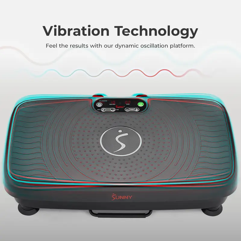 Sunny Health & Fitness Vibration Plates, Home Gym Workout Fitness, 2D/3D/4D Oscillation, Remote, Digital Monitor, Resistance Bands, Whole-Body Workout, Vertical/Horizontal Motion, Muscle Activation, Circulation & Recovery