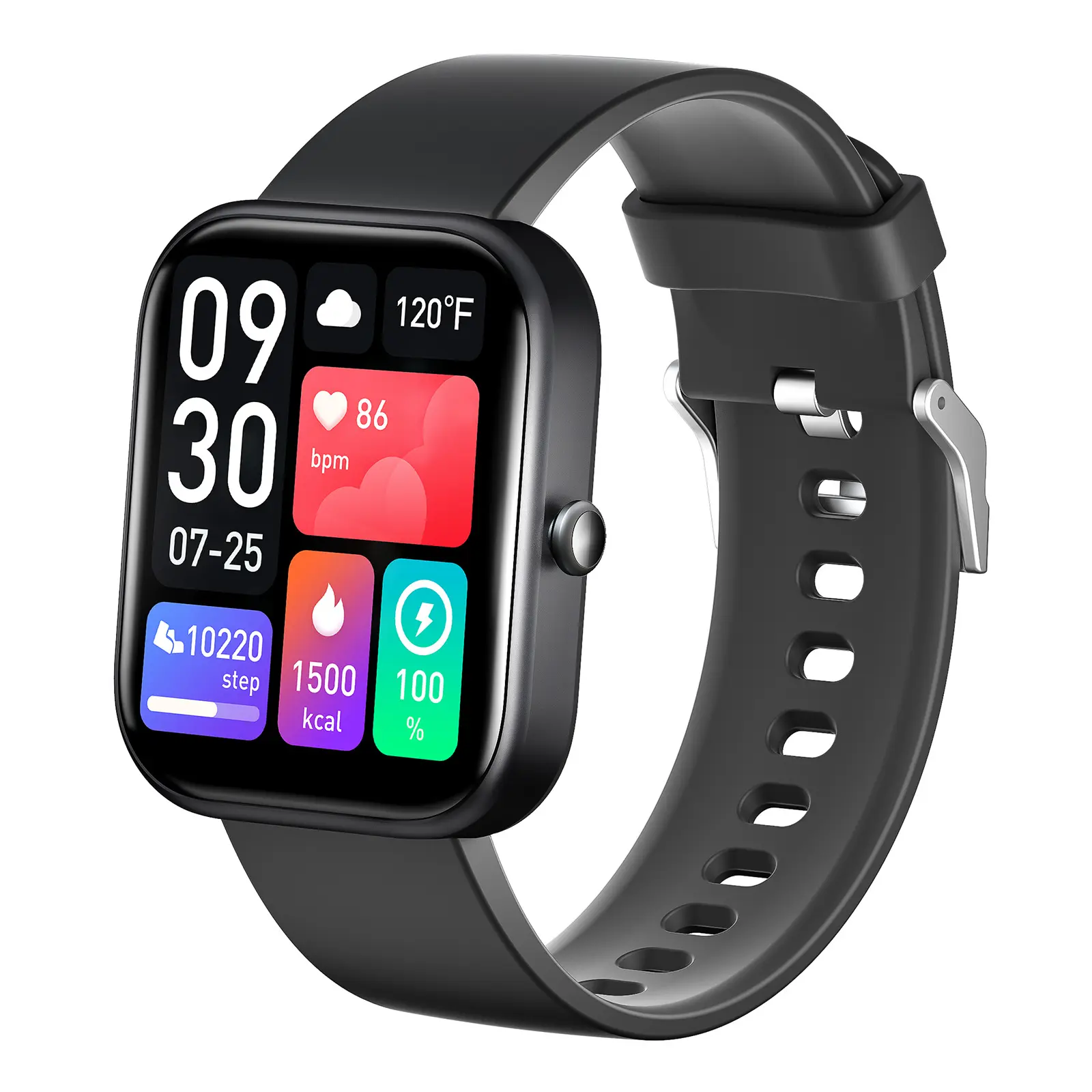 T30 Wearable Smart Watch for Men and Women, 1.69" HD Screen, Heart Rate/Sleep/Steps Monitor, 100+ Sports Modes, IP68 Waterproof Fitness Activity Tracker for Android iOS (Black)