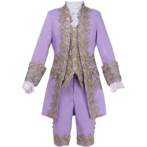Victorian Costume Men's Rococo Costume Suit Prince Cosplay Costume for Halloween (M, Purple)