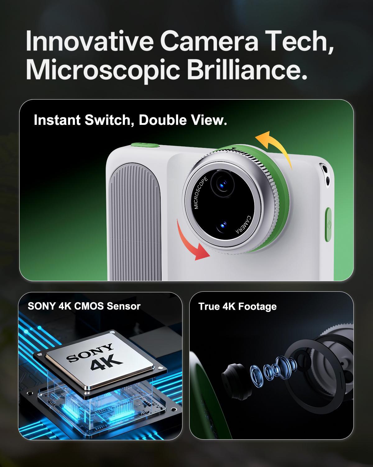 iF Design Award Mini Microscope Camera – 400X Pocket Digital Microscope to See Hidden World in 4K