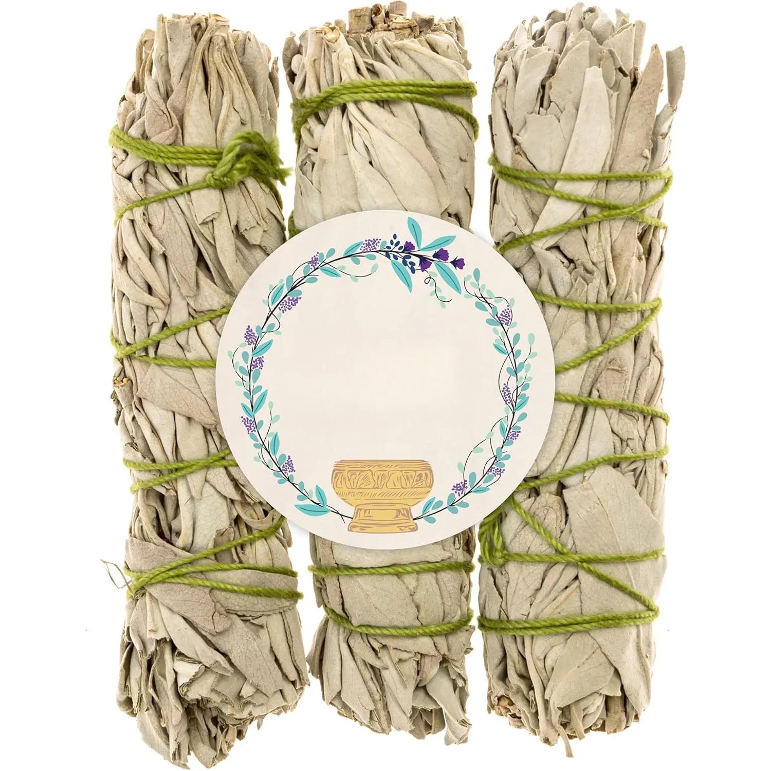 Premium White Sage Smudge Sticks, Sage Bundle, Spiritual Cleansing, Sage Smudge Kit, Slow Burning Sage Sticks, Dried Herbs for Meditation Accessories 3 Pk of 4" Bundles
