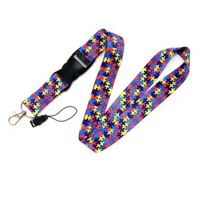 Autism Awareness Lanyard Badge ID Keychain Holder