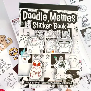 Doodle Memes Sticker Book, 460 Pcs Hand-Drawn Doodle Stickers for Journaling and Mood Expression, Ideal for DIY Crafts, Planners, Scrapbooking and Summer Vibes Decoration
