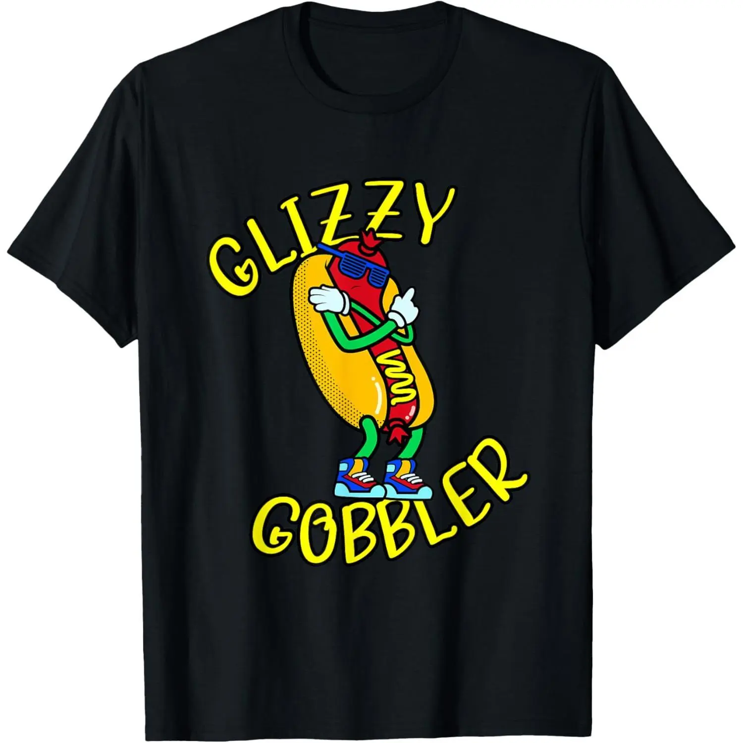 Humorous Glizzy Gobbler Hot Dog Eating Meme Cotton T-shirt Perfect For Food Lovers And Meme Fans, Casual, Shortsleeve, Funny Shirts, Crew Neck, All Seasons, Normal Type, Machine Washable, Street, S